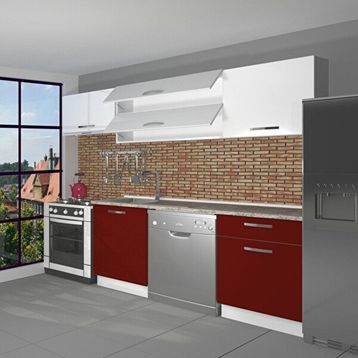 Decoraktiv Elite 220 Bordo Beyaz Hazır Mutfak Dolabı