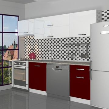 Decoraktiv Elite 220 Bordo Beyaz Hazır Mutfak Dolabı