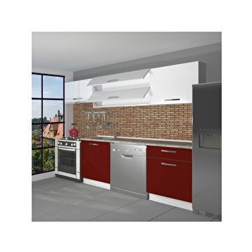 Decoraktiv Elite 220 Bordo Beyaz Hazır Mutfak Dolabı