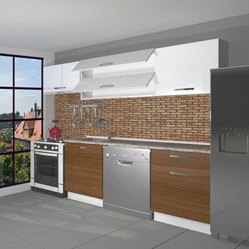 Decoraktiv Elite 220 Ceviz Beyaz Hazır Mutfak Dolabı