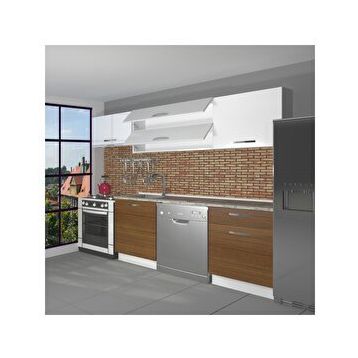 Decoraktiv Elite 220 Ceviz Beyaz Hazır Mutfak Dolabı