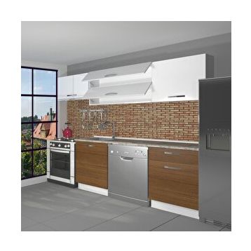 Decoraktiv Elite 220 Ceviz Beyaz Hazır Mutfak Dolabı