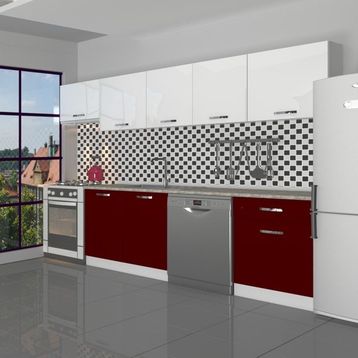 Decoraktiv Elite 280 Bordo Beyaz Hazır Mutfak Dolabı