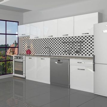 Decoraktiv Elite 280 Parlak Beyaz Hazır Mutfak Dolabı