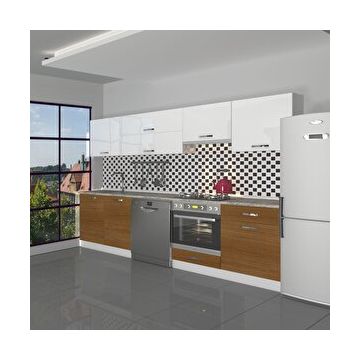 Decoraktiv Elite 280 Y MDF Ceviz Beyaz Hazır Mutfak Dolabı