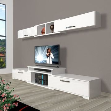 Decoraktiv Flex 5D SLM Beyaz Ceviz Tv Ünitesi