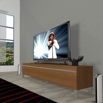 Decoraktiv Naturel Ceviz Eko 140 T Mdf Krom Ayaklı Tv Ünitesi