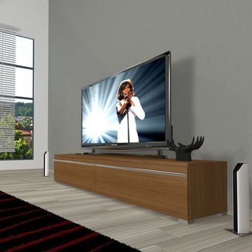 Decoraktiv Naturel Ceviz Eko 140 T Mdf Krom Ayaklı Tv Ünitesi