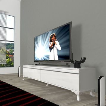 Decoraktiv Parlak Beyaz Eko 140 T Mdf Rustik Tv Ünitesi