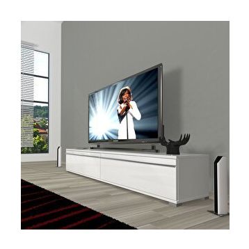 Decoraktiv Parlak Beyaz Eko 140 T Mdf Rustik Tv Ünitesi