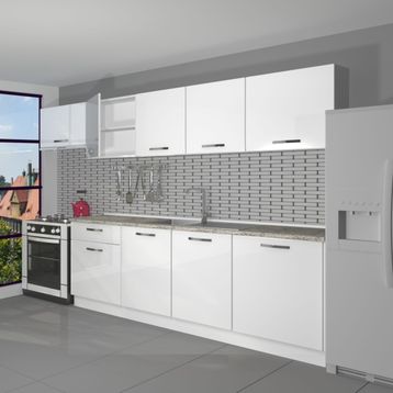 Decoraktiv Smart 280 cm Parlak Beyaz Hazır Mutfak Dolabı