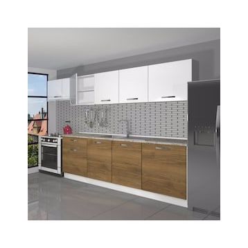 Decoraktiv Smart 280 cm Parlak Beyaz Hazır Mutfak Dolabı