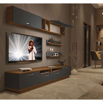 Decoraktiv Trendstyle 5220 Mdf Ceviz Antrasit Tv Ünitesi Tv Sehpası