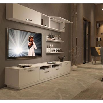 Decoraktiv Trendstyle 5220 Parlak Beyaz Slm Tv Ünitesi Tv Sehpası