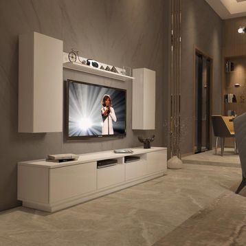 Decoraktiv Trendstyle 5220ds Parlak Beyaz Slm Tv Ünitesi Tv Sehpası