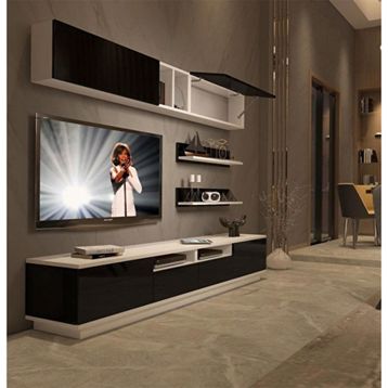 Decoraktiv Trendstyle 5220s Beyaz Siyah Slm Tv Ünitesi Tv Sehpası