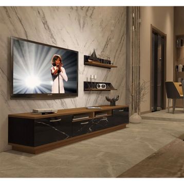 Decoraktiv Trendstyle 5220s Ceviz Siyah Mdf Tv Ünitesi Tv Sehpası
