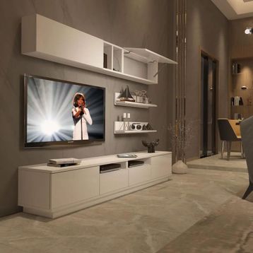 Decoraktiv Trendstyle 5220s Parlak Beyaz Slm Tv Ünitesi Tv Sehpası