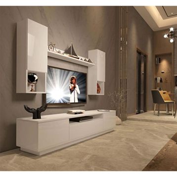 Decoraktiv Trendstyle 5das Parlak Beyaz Mdf Tv Ünitesi Tv Sehpası