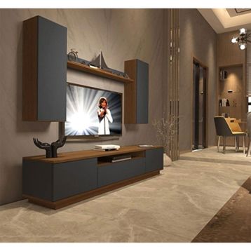 Decoraktiv Trendstyle 5ds Ceviz Antrasit Mdf Tv Ünitesi Tv Sehpası