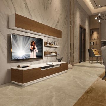 Decoraktiv Trendstyle 5s Ceviz Beyaz Slm Tv Ünitesi Tv Sehpası