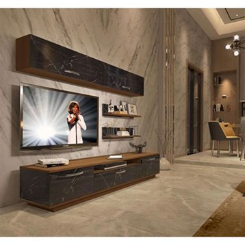 Decoraktiv Trendstyle 5s Ceviz Siyah Mdf Tv Ünitesi Tv Sehpası