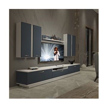 Decoraktiv Trendstyle 8d Beyaz Antrasit Mdf Tv Ünitesi Tv Sehpası