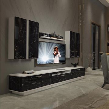 Decoraktiv Trendstyle 8d Beyaz Siyah Slm Tv Ünitesi Tv Sehpası