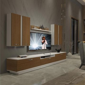 Decoraktiv Trendstyle 8d Ceviz Beyaz Mdf Tv Ünitesi Tv Sehpası