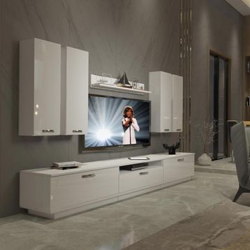 Decoraktiv Trendstyle 8d Parlak Beyaz Mdf Tv Ünitesi Tv Sehpası
