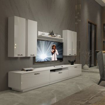 Decoraktiv Trendstyle 8d Parlak Beyaz Slm Tv Ünitesi Tv Sehpası