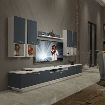 Decoraktiv Trendstyle 8da Beyaz Antrasit Mdf Tv Ünitesi Tv Sehpası