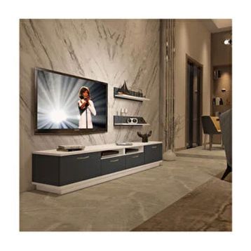 Decoraktiv Trendstyle Beyaz Antrasit 220r Mdf Tv Ünitesi Tv Sehpası
