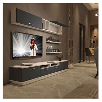 Decoraktiv Trendstyle Beyaz Antrasit 5220 Mdf Tv Ünitesi Tv Sehpası