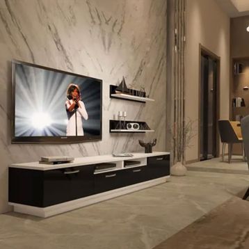 Decoraktiv Trendstyle Beyaz Siyah 220r Mdf Tv Ünitesi Tv Sehpası