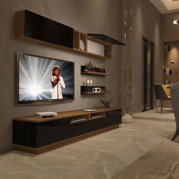 Decoraktiv Trendstyle Ceviz Siyah 5d Slm Tv Ünitesi Tv Sehpası
