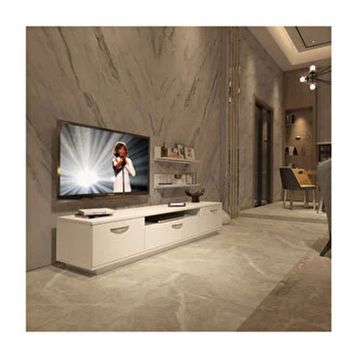 Decoraktiv Trendstyle Parlak Beyaz 4 Slm Tv Ünitesi Tv Sehpası