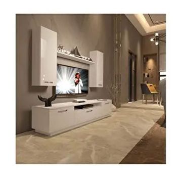 Decoraktiv Trendstyle Parlak Beyaz 5d Mdf Tv Ünitesi Tv Sehpası