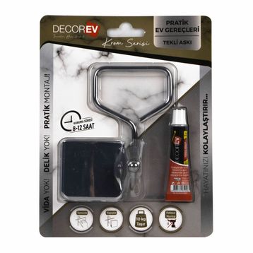 Decorev DC 4771 Krom Vidasız Montaj Tekli Askı