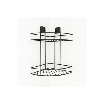 Decorev DC-5021 Siyah Dekoratif Yapışkanlı Metal İki Katlı Şampuanlık