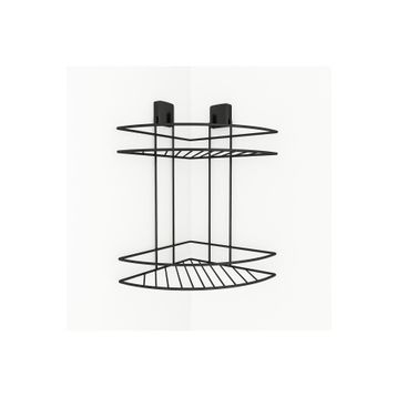 Decorev DC-5021 Siyah Dekoratif Yapışkanlı Metal İki Katlı Şampuanlık