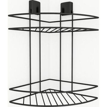 Decorev DC-5021 Siyah Dekoratif Yapışkanlı Metal İki Katlı Şampuanlık