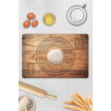 Decorita Ahşap Görünümlü Cam 40x60 cm Hamur Açma Matı
