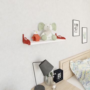 Decormet Araba Kırmızı Beyaz Duvar Rafı