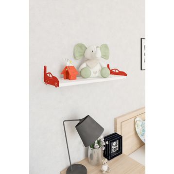 Decormet Araba Kırmızı Beyaz Duvar Rafı