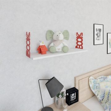 Decormet Book Kırmızı - Beyaz Duvar Rafı