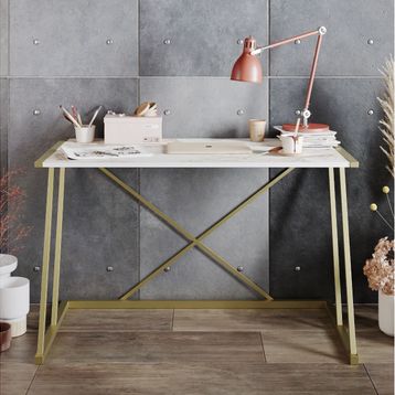 Decorotika Anemon Beyaz Gold Çalışma Masası