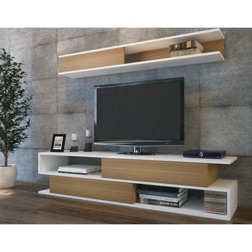 Decorotika Kapisko Beyaz-Teak TV Ünitesi