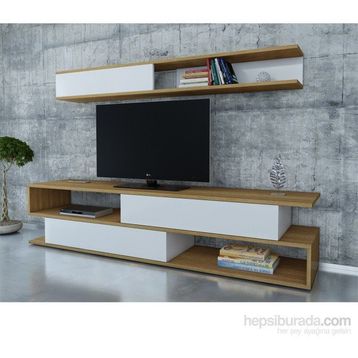 Decorotika Kapisko Beyaz-Teak TV Ünitesi