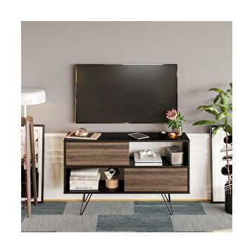 Decorotika Kerby Ceviz Siyah Tv Ünitesi